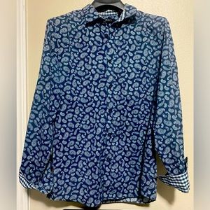 Used Mens Axist Blue Paisley pattern long sleeve button up size L